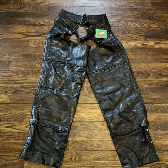 Giovanni Navarre Other - Black Leather Riding Chaps Men's Size M Giovanni Navarre Italian Stone Biker